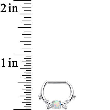 16 Gauge Clear Gem Iridescent Imitation Opal Simple Septum Clicker