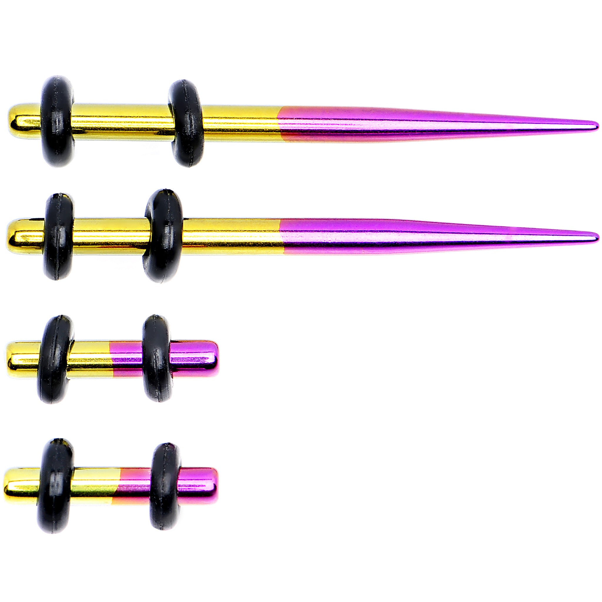 10 Gauge Yellow and Purple Titanium IP Steel Taper Plug Set