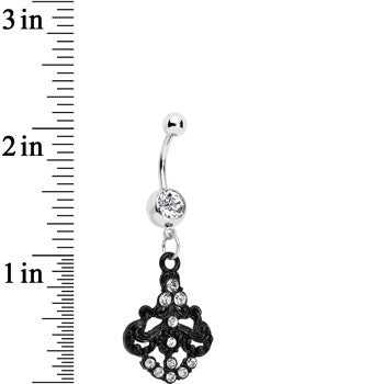 Clear Czech Stone Black Baroque Empress Dangle Belly Ring