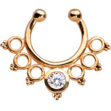 Look At Me Clear Gem Rose Gold Plated 925 Silver Clip On Fake Septum Ring