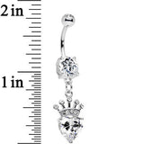 Clear Gem Claddagh Inspired Heart and Crown Dangle Belly Ring