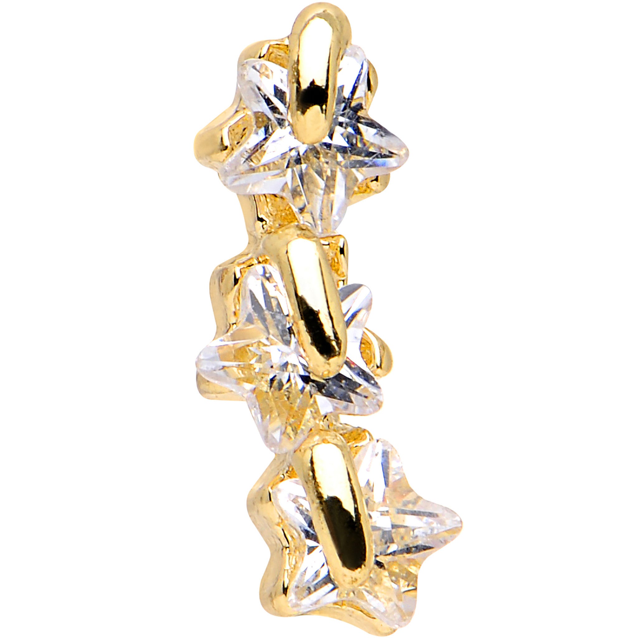 16G 1/4 Steel Clear CZ Sunny Three Star Right Cartilage Earring