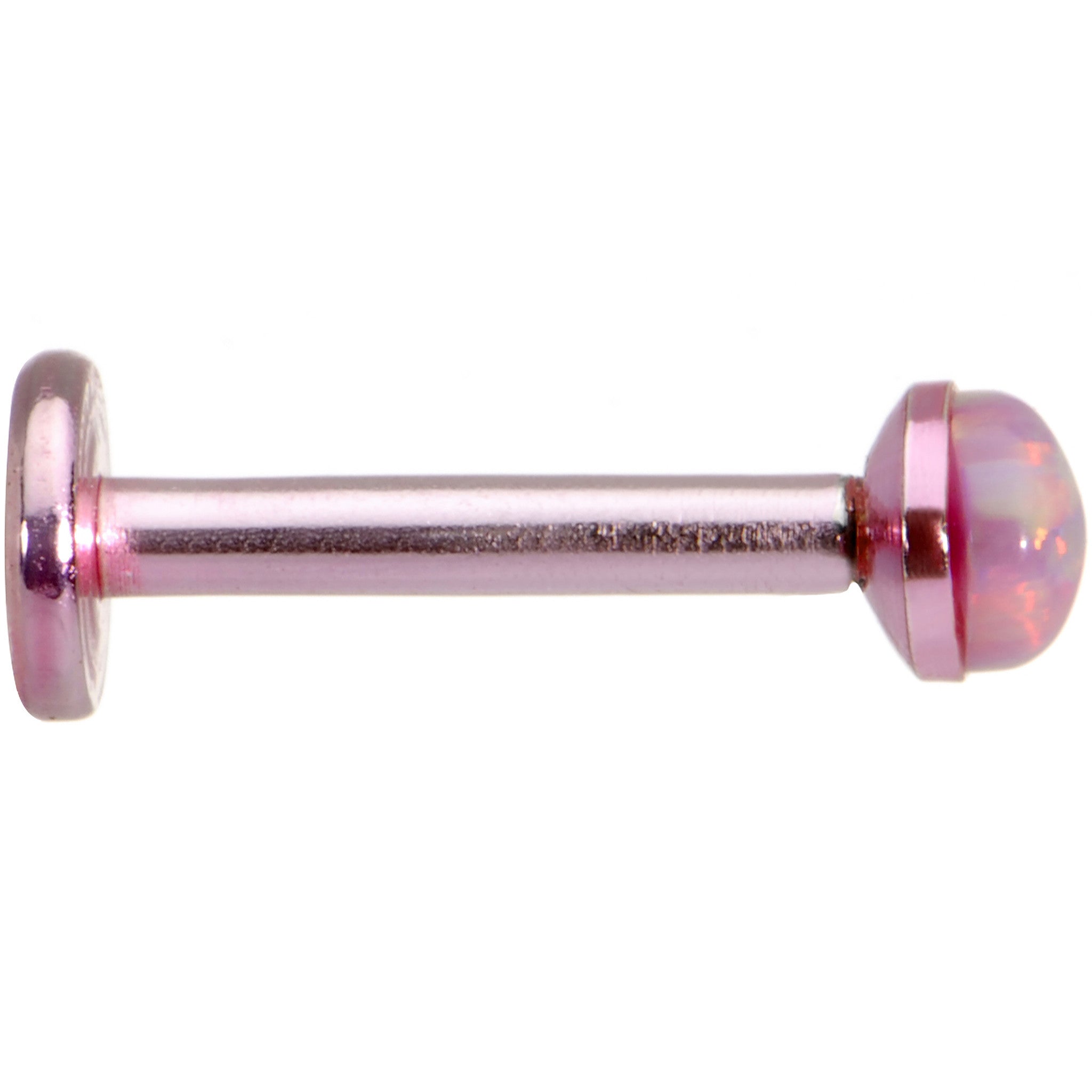 16 Gauge 5/16 Pink 3mm Synthetic Opal Internally Threaded Labret