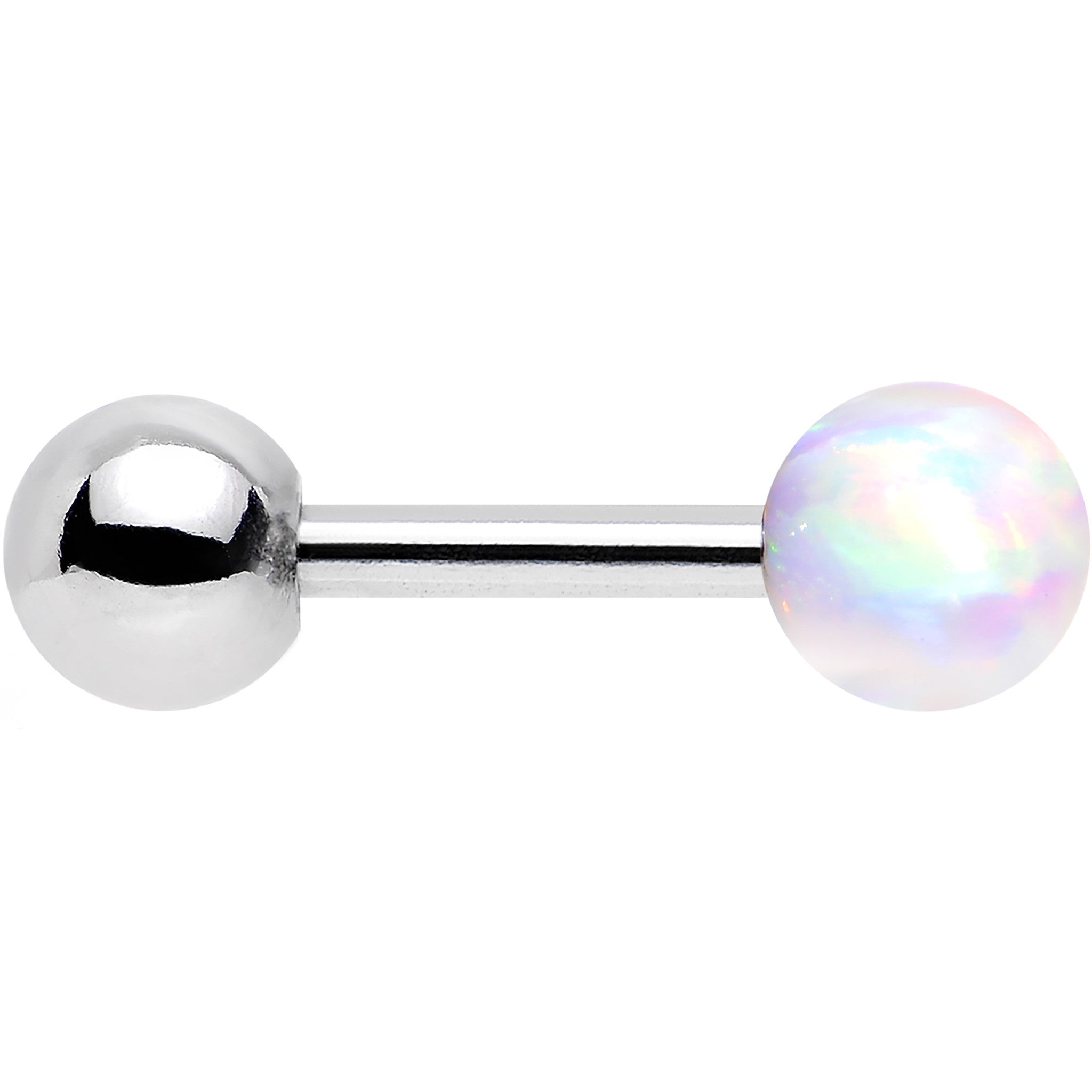 16 Gauge 5/16 Steel White Imitation Opal Ball Cartilage Earring