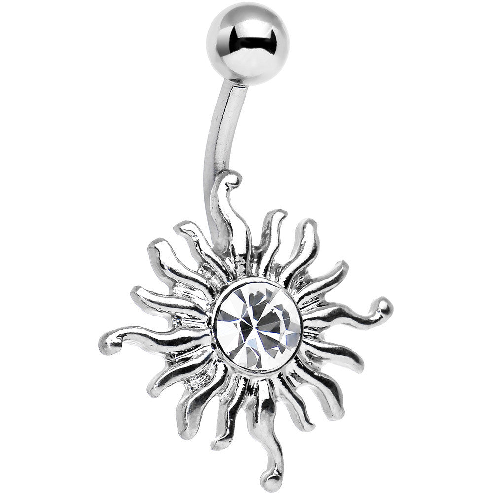 Clear Gem Tribal Shining Sun Belly Ring