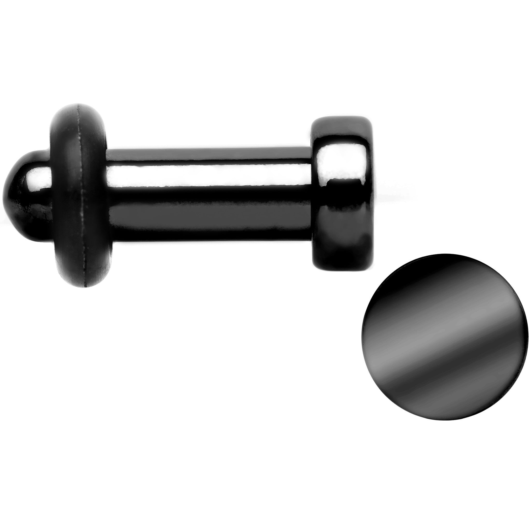 8G Black Titanium Plated Steel Flat Top Single Flare Plug Set