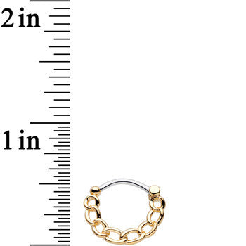 16G Chained to Fashion Simple Gold Ion-Plated Septum Clicker