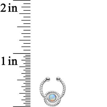 Iridescent Synthetic Opal Ion-plated Non-Pierced Clip On Fake Septum Ring