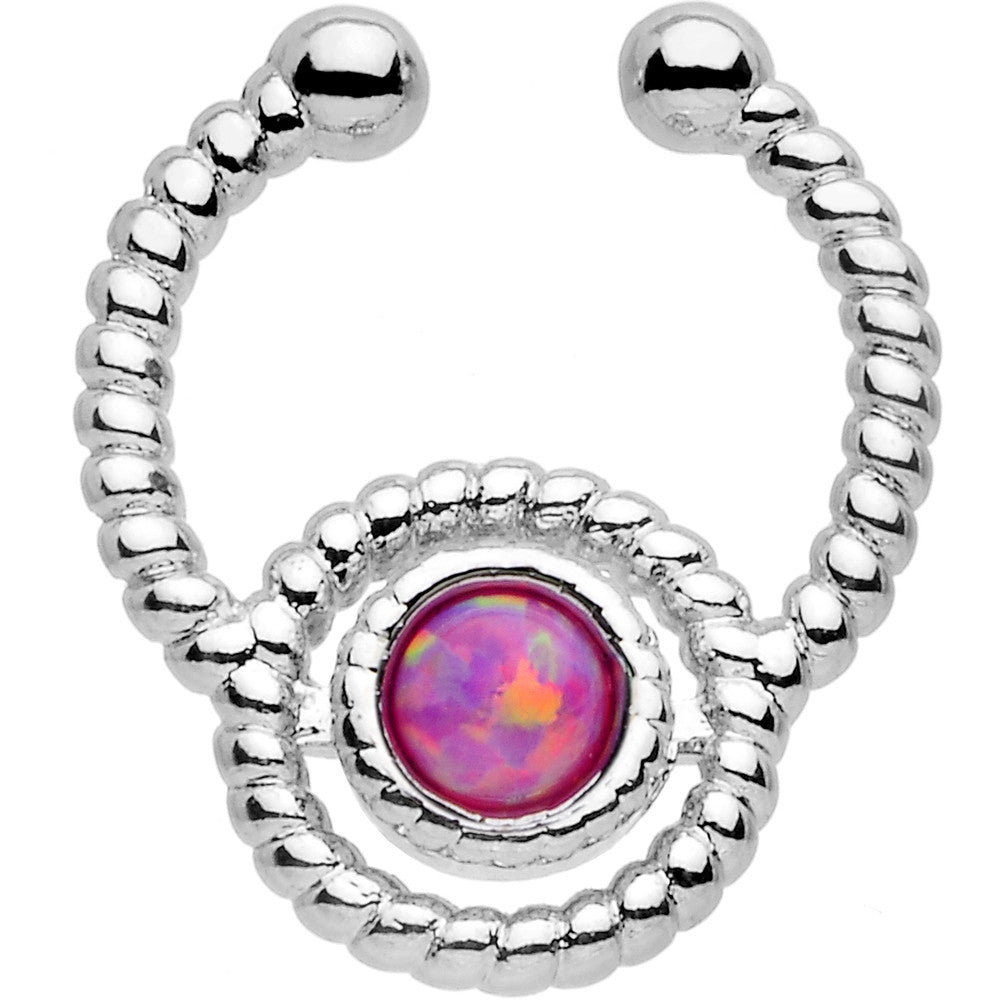 Purple Synthetic Opal Ion-plated Non-Pierced Clip On Fake Septum Ring