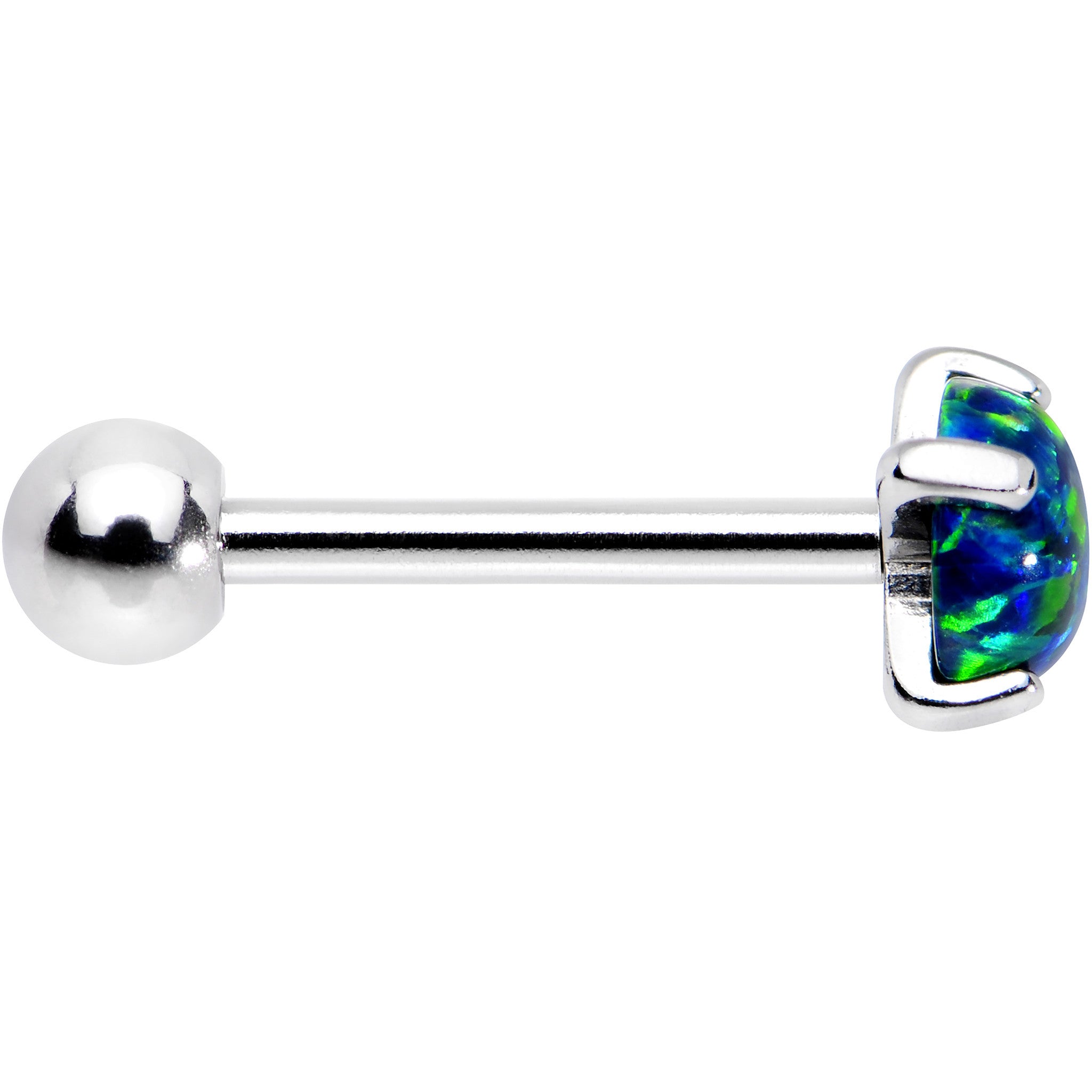 18G 5/16 Black 5mm Synthetic Opal Steel Prong Set Cartilage
