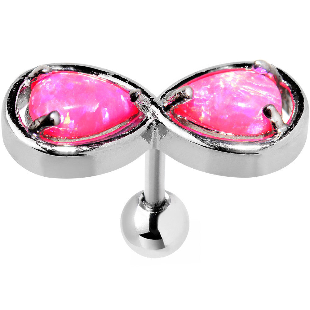 16 Gauge 1/4 Pink Synthetic Opal Infinity Cartilage Earring