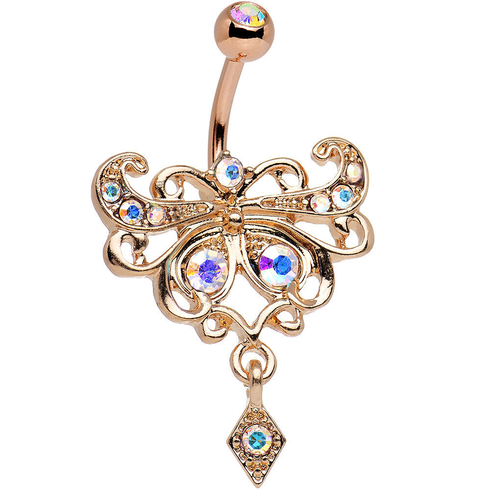 Aurora Rose Gold Anodized Steel Maharani Butterfly Belly Ring