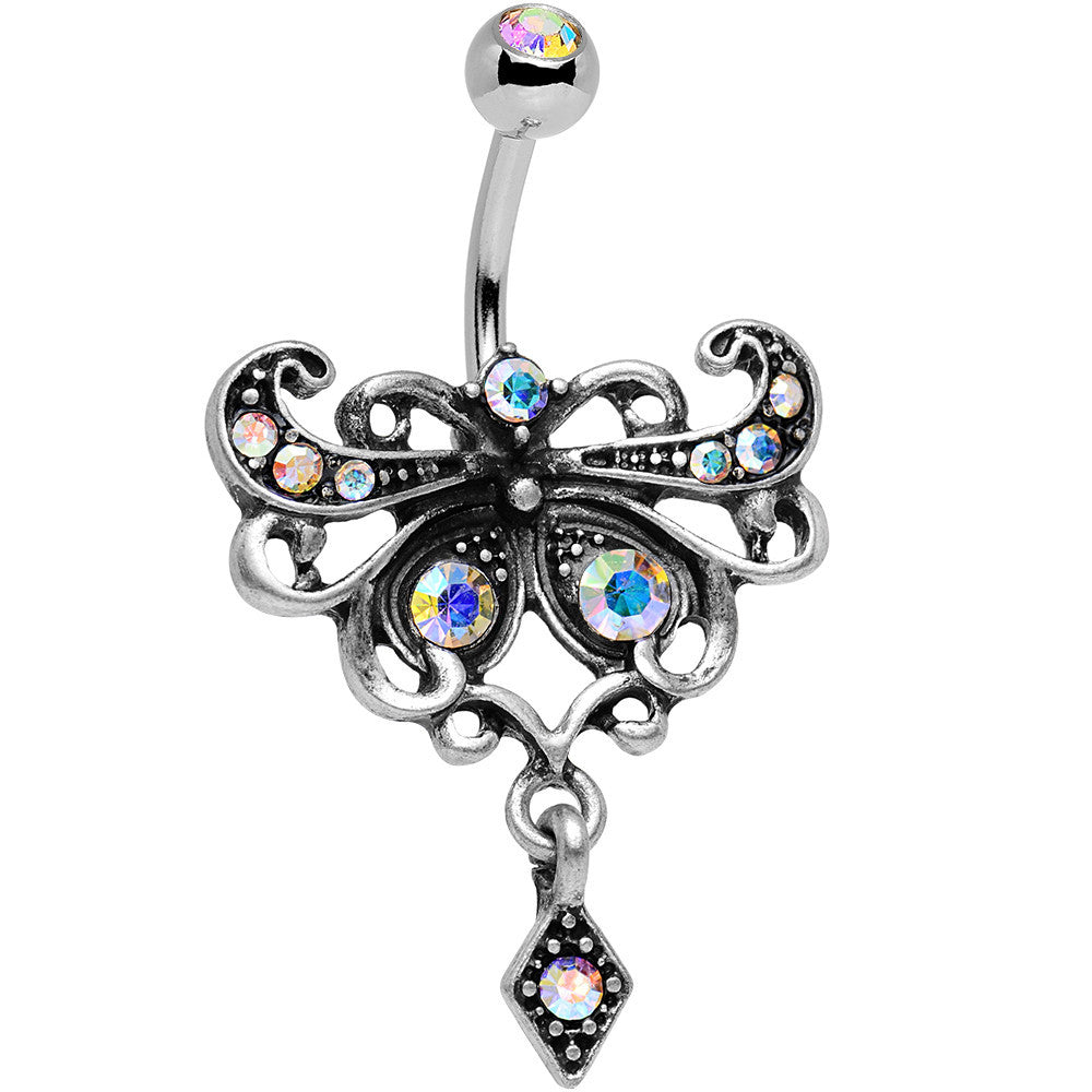 Aurora Antique Finish Stainless Steel Maharani Butterfly Belly Ring