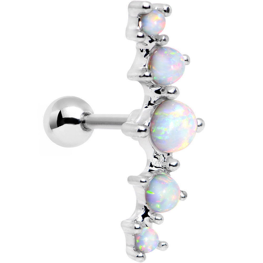 White Synthetic Opal Steel Left Cartilage Earring