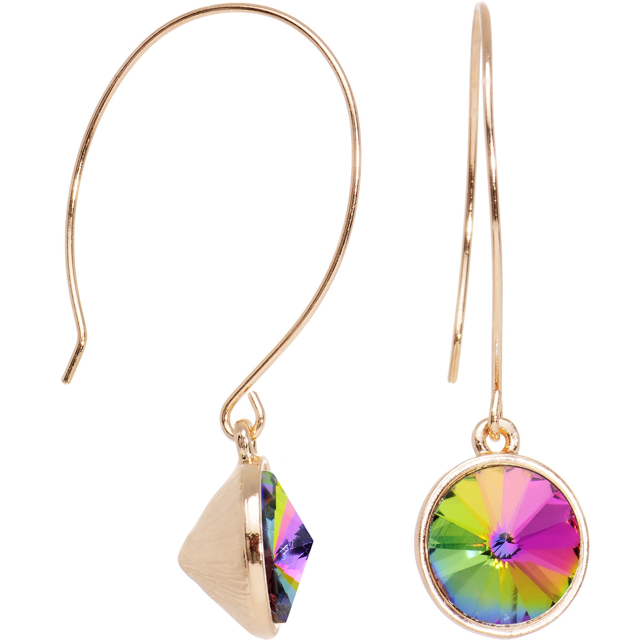 Aurora Gold Tone Pendulum Sphere Fish Hook Earrings