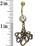 Clear Anodized Antiqued Octopus Dangle Belly Ring