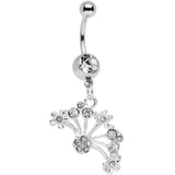 Clear Gem Stainless Steel Bouquet of Daisies Dangle Belly Ring