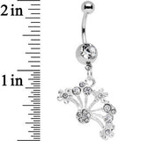 Clear Gem Stainless Steel Bouquet of Daisies Dangle Belly Ring