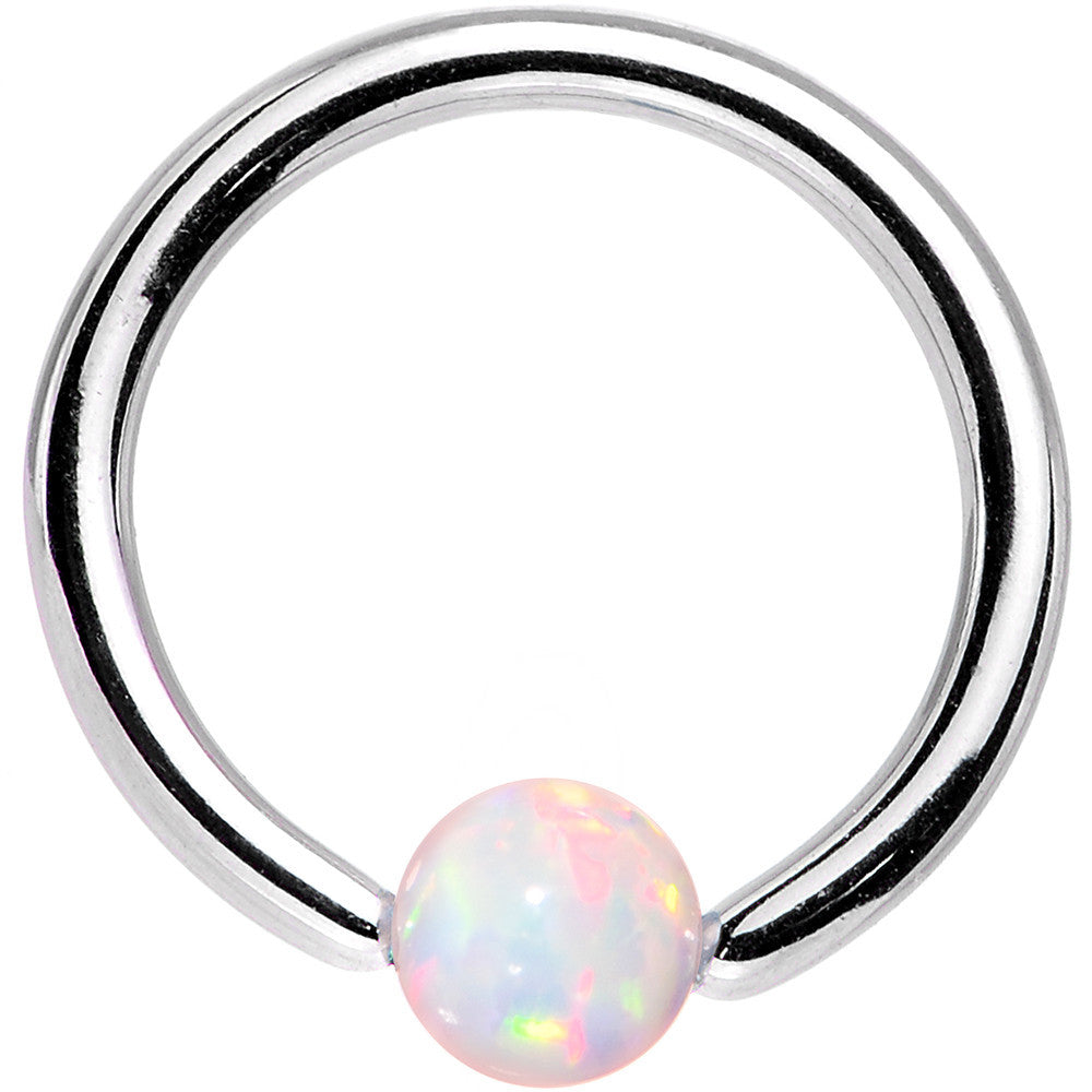 16 Gauge 5/16 3mm White Synthetic Opal Steel BCR Captive Ring