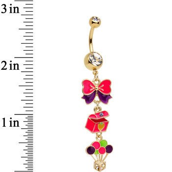 Gold Plated Stainless Steel Clear Gift of Christmas Dangle Belly Ring