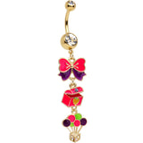 Gold Plated Stainless Steel Clear Gift of Christmas Dangle Belly Ring