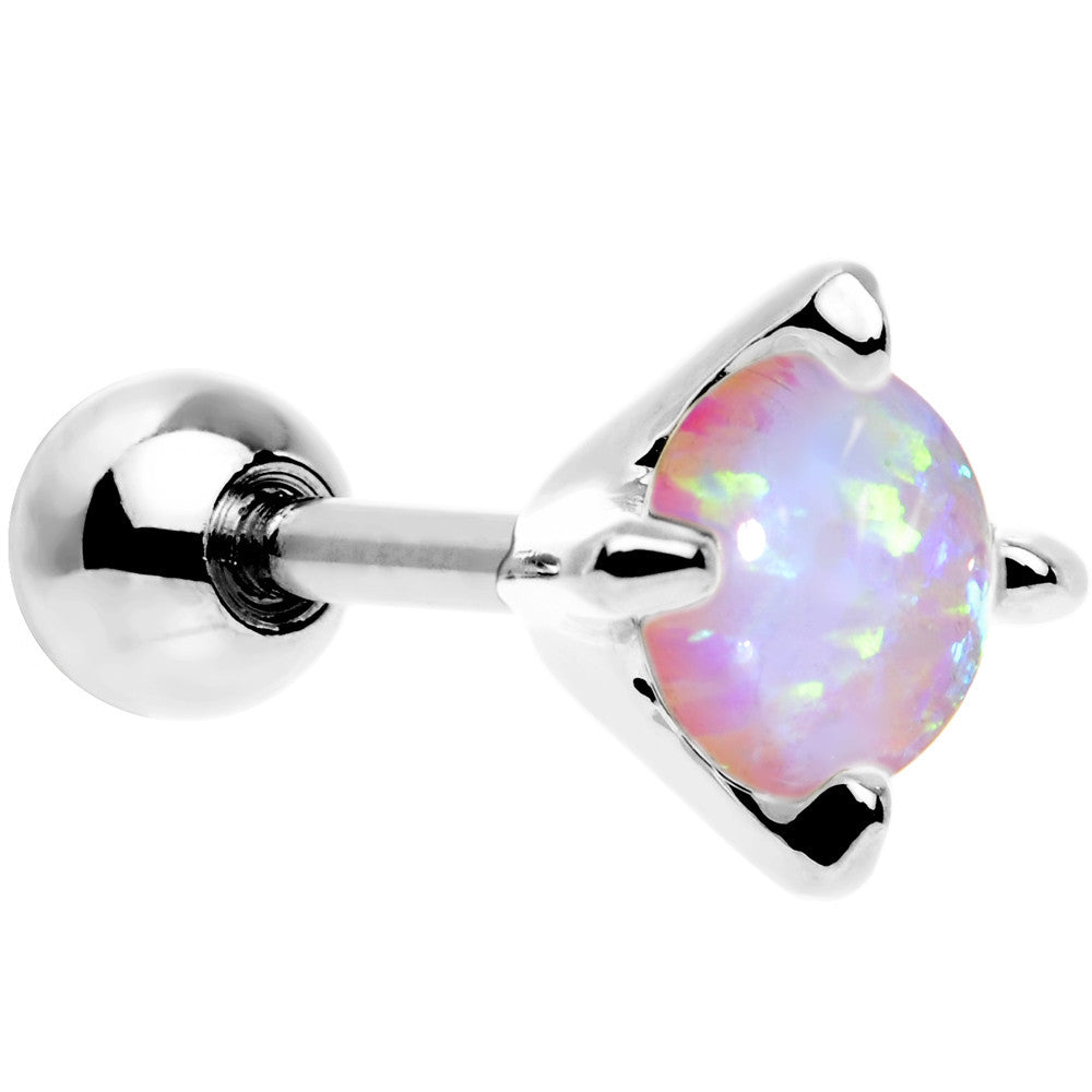 16G 1/4 5mm Light Pink Synthetic Opal Prong Set Cartilage Earring
