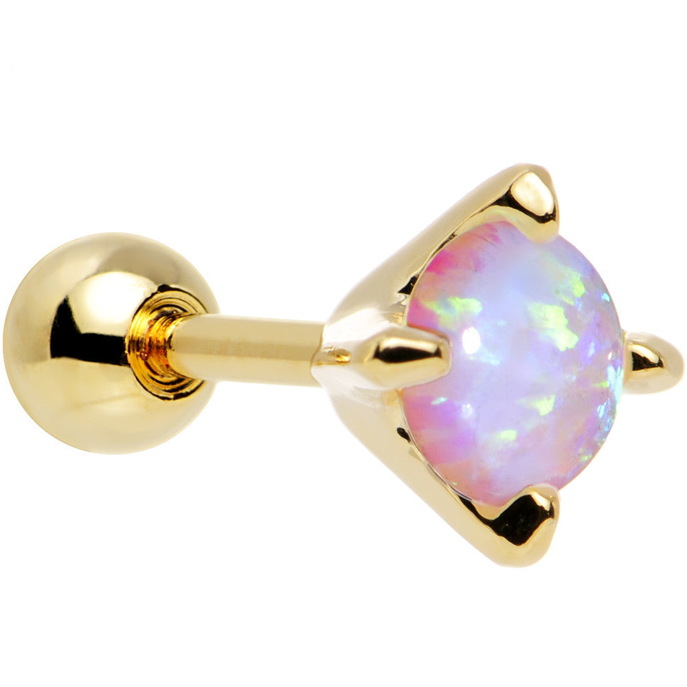 16G 1/4 5mm White Synthetic Opal Gold Plated Cartilage Earring
