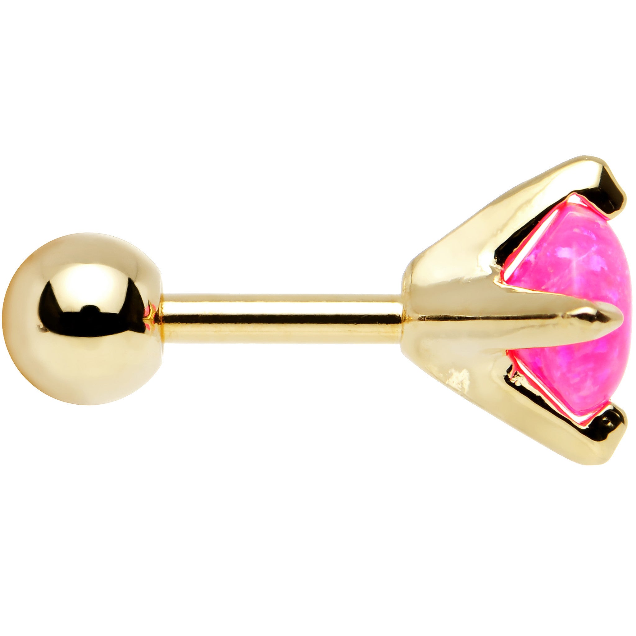 16G 1/4 5mm Pink Synthetic Opal Gold Plated Cartilage Earring