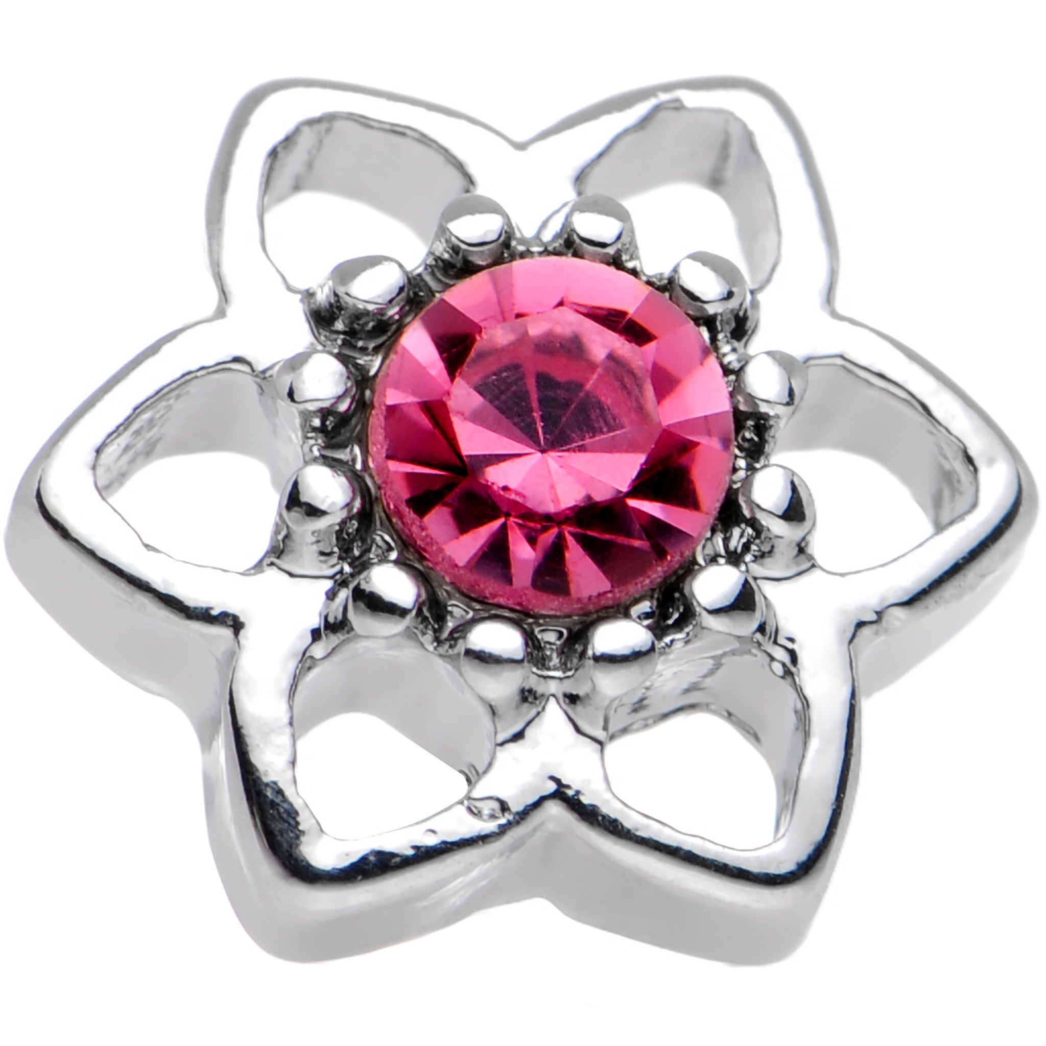 16 Gauge 7mm Pink Gem Petaled Flower Cartilage Earring