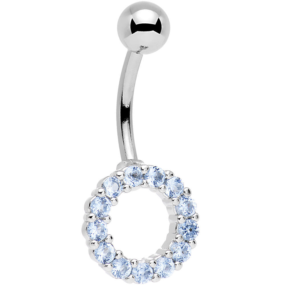 Aqua Gem Stainless Steel Hollow Circle Belly Ring