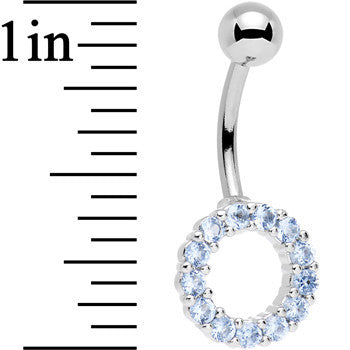 Aqua Gem Stainless Steel Hollow Circle Belly Ring