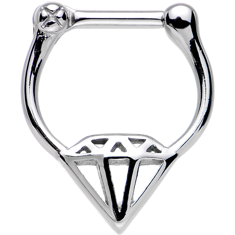 16 Gauge 1/4 Stainless Steel Drop Diamond Inspired Septum Clicker