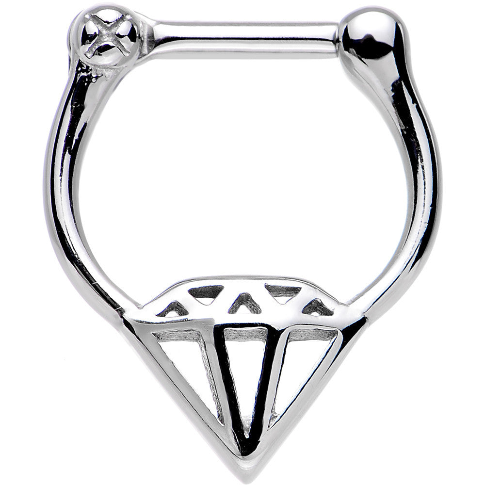 16G 1/4 Stainless Steel Drop Diamond Inspired Septum Clicker