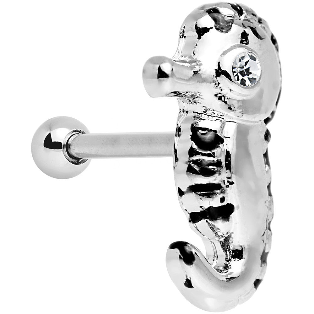 16G 1/4 Clear Gem Eyeball Seahorse Cartilage Earring