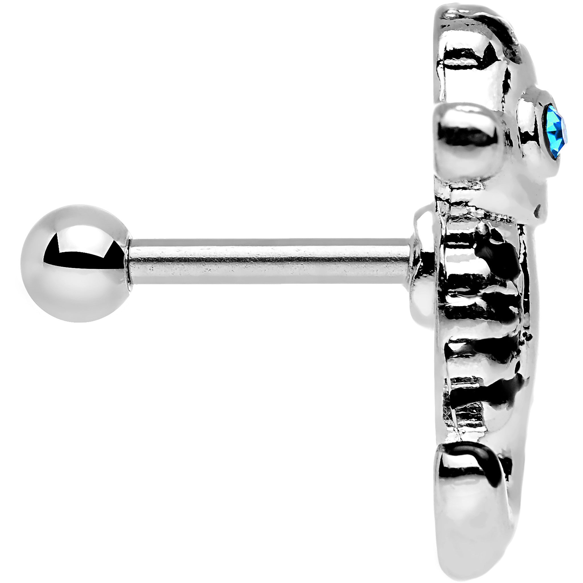 16G 1/4 Aqua Gem Eyeball Seahorse Cartilage Earring