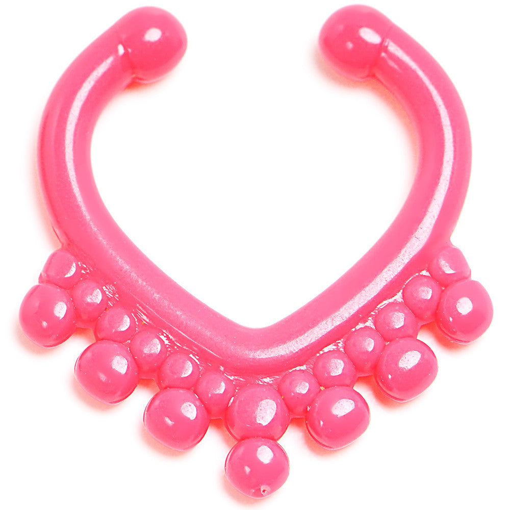 Pink Acrylic Eastern Inspiration Clip On Fake Septum Ring