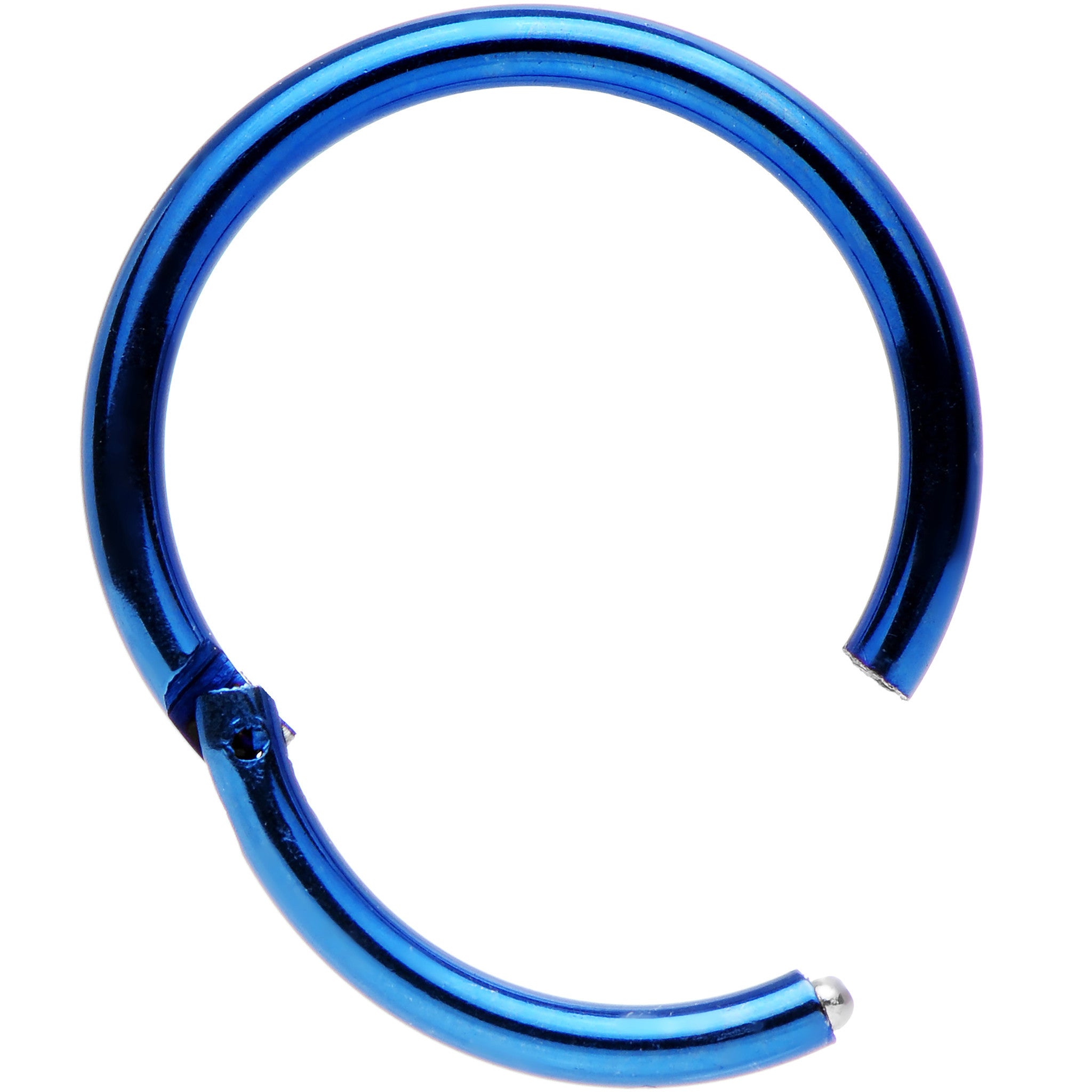 16G 3/8 Blue Anodized Hinged Segment Ring