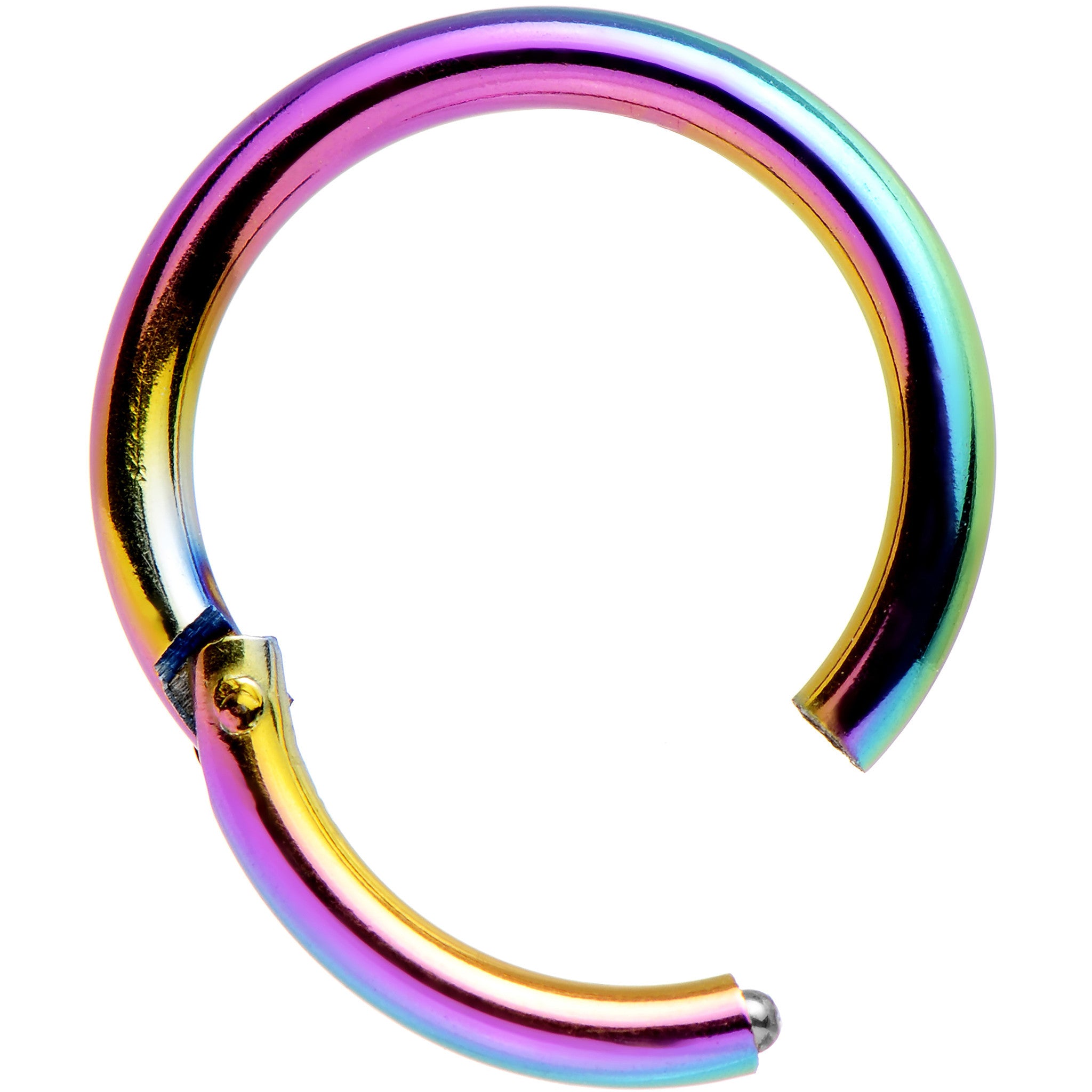 14 Gauge 3/8 Rainbow Anodized Hinged Segment Ring