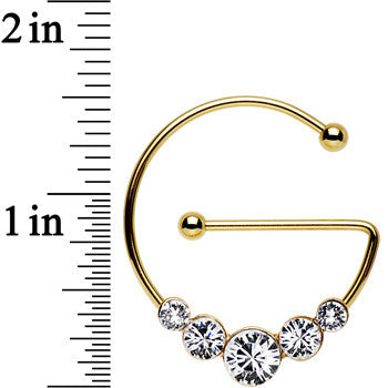 Clear Gold PVD Universal Nipple Ring Set Created with Crystals