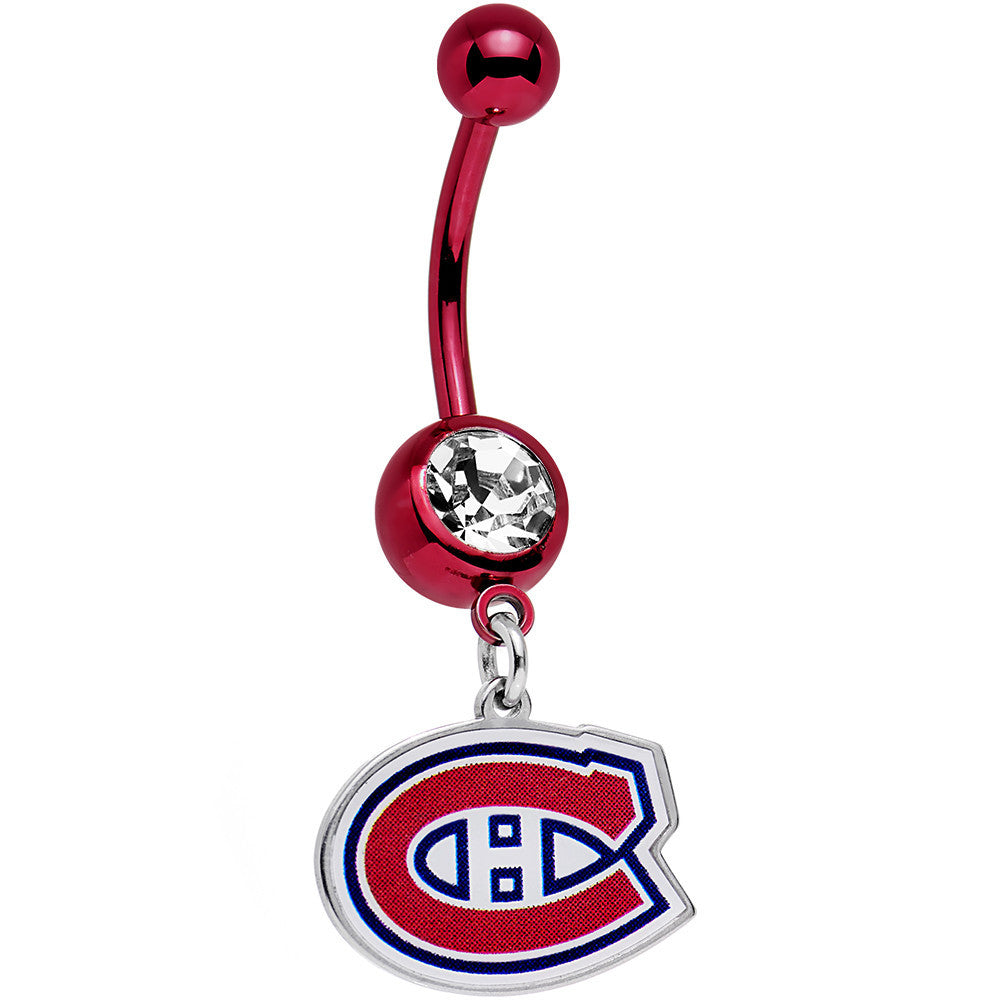 Licensed Clear Gem Red Anodized NHL Montreal Canadiens Belly Ring
