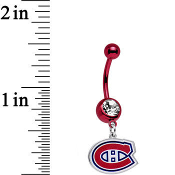 Licensed Clear Gem Red Anodized NHL Montreal Canadiens Belly Ring