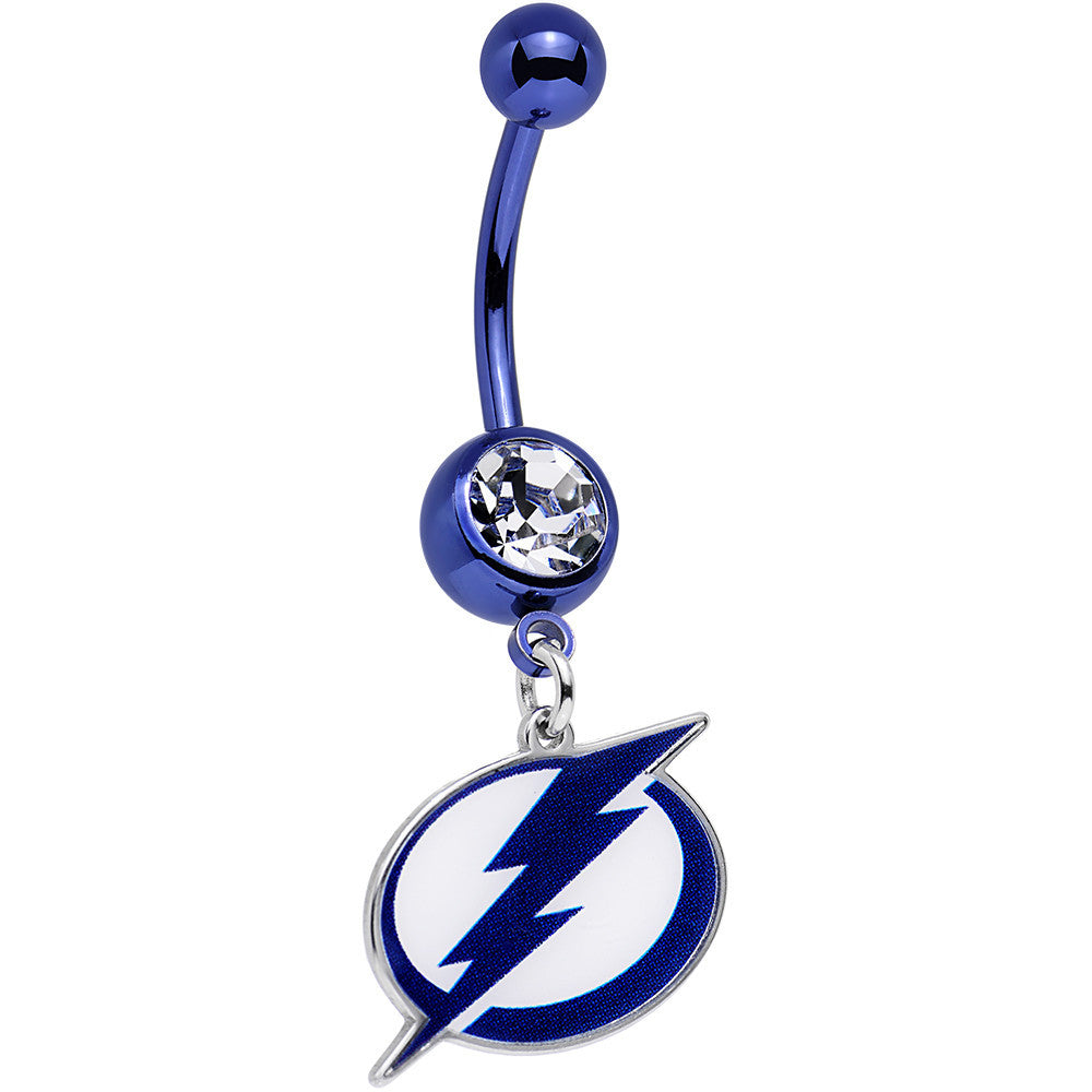 Licensed Clear Gem Blue Anodized NHL Tampa Bay Lightning Belly Ring