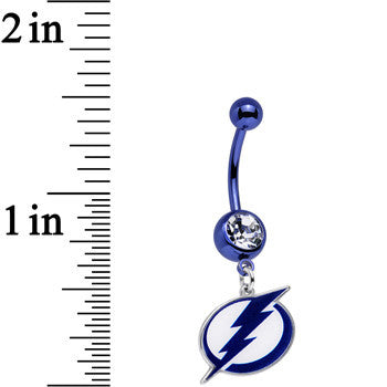 Licensed Clear Gem Blue Anodized NHL Tampa Bay Lightning Belly Ring