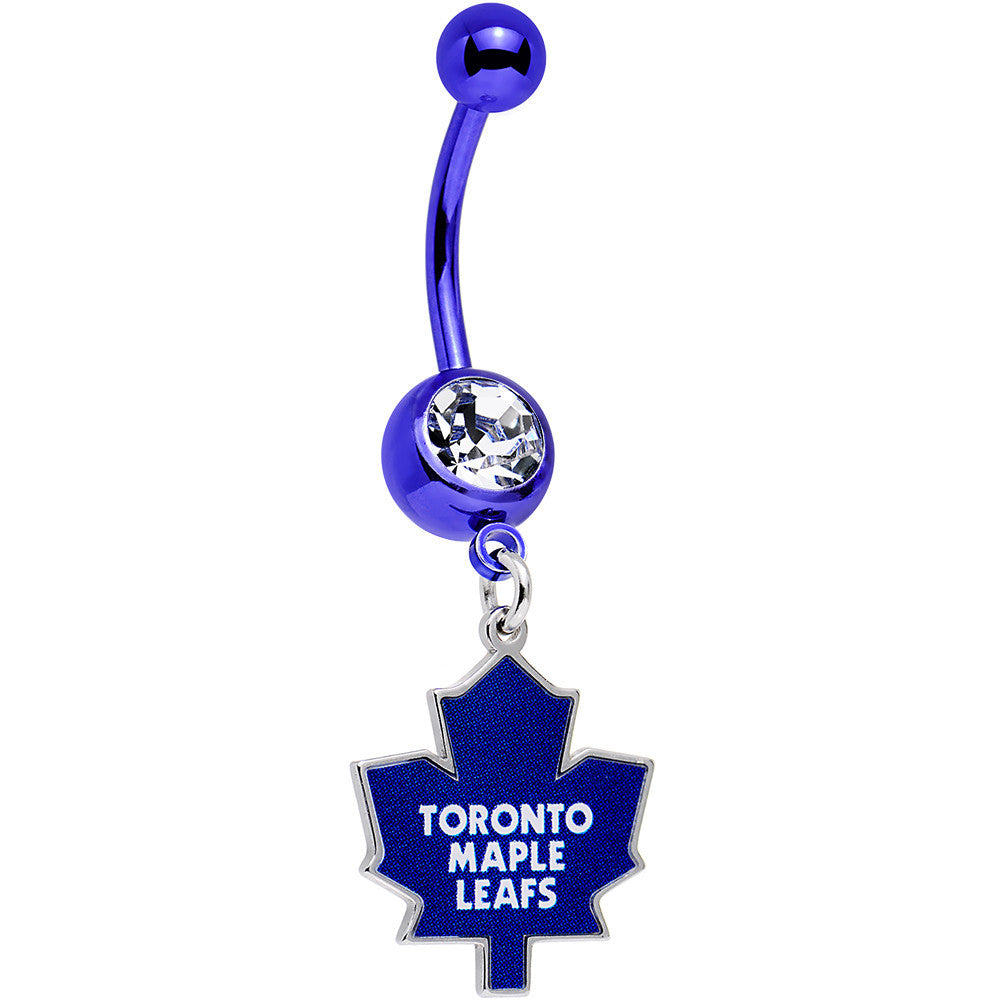 Licensed Clear Gem Blue Anodized NHL Toronto Maple Leafs Belly Ring