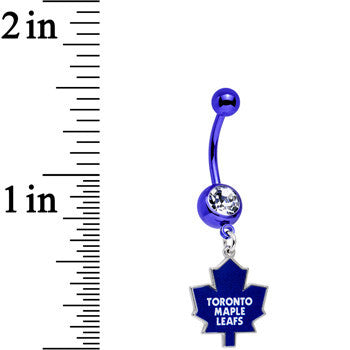Licensed Clear Gem Blue Anodized NHL Toronto Maple Leafs Belly Ring