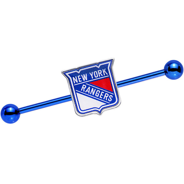 Licensed Blue Anodized NHL New York Rangers Industrial Barbell 38mm