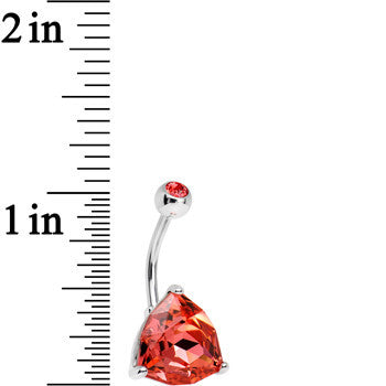 Red 12mm Triangle Belly Ring Created with Crystals