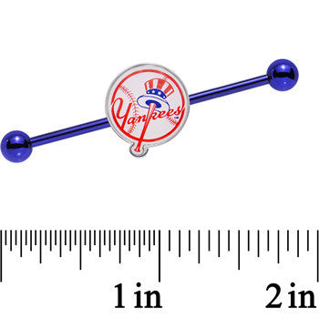 Licensed MLB Blue Anodized New York Yankees Industrial Barbell 38mm