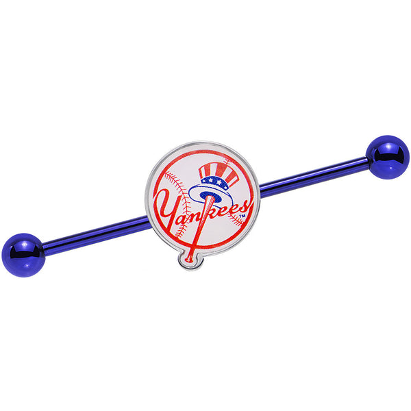 Licensed MLB Blue Anodized New York Yankees Industrial Barbell 38mm