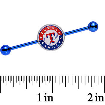 Licensed MLB Blue Anodized Texas Rangers Industrial Barbell 38mm